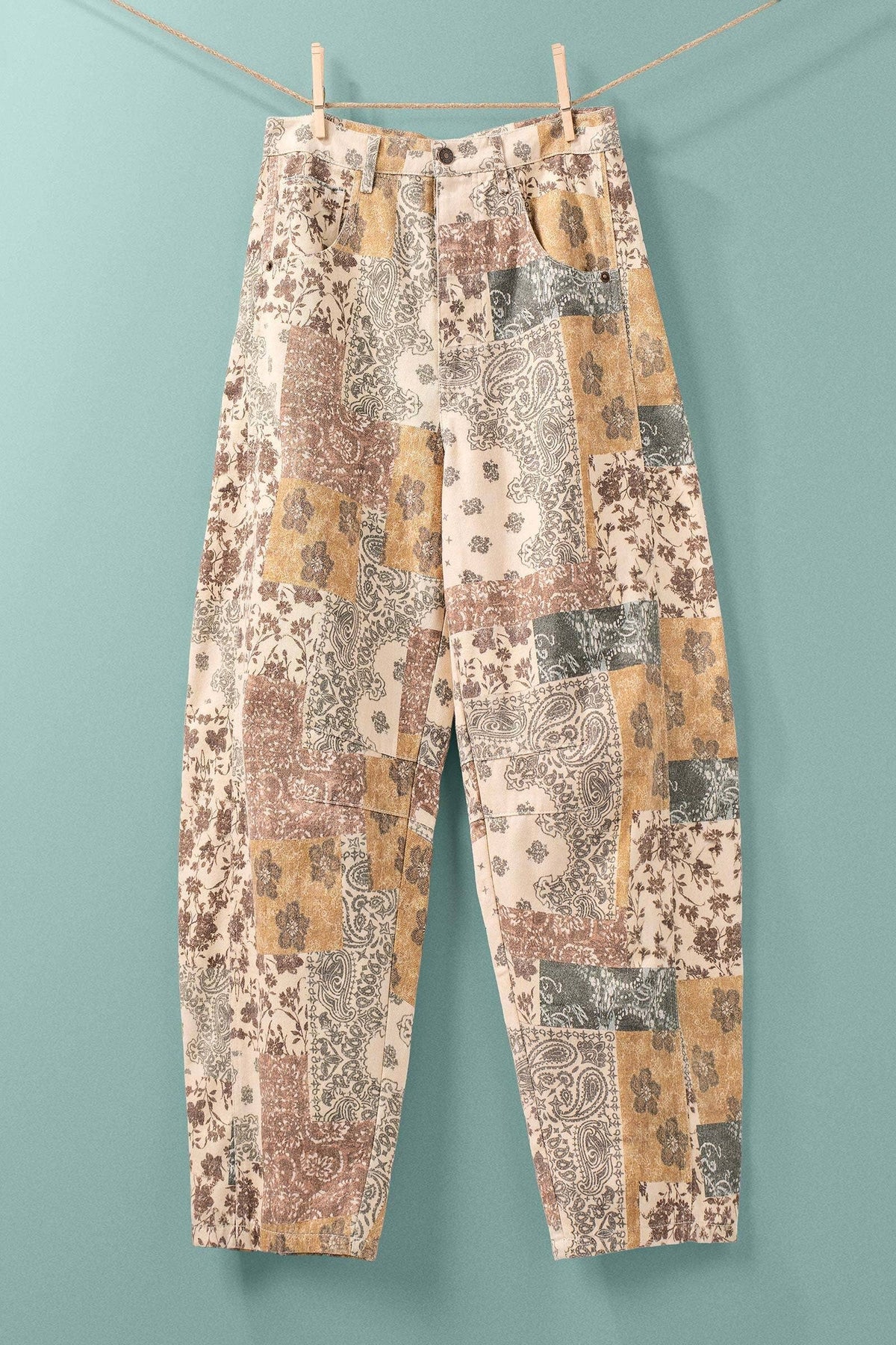Boho Patchwork Wide Leg Pants: MULTI / S-2/M-2/L-2