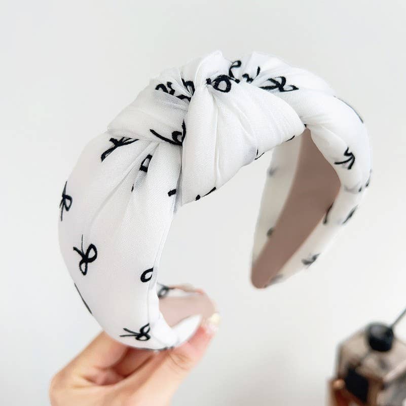 SOFT KNOTTED POLKA DOT HEADBAND HAIR BAND | 40HB188: POLKA DOT OFF WHITE