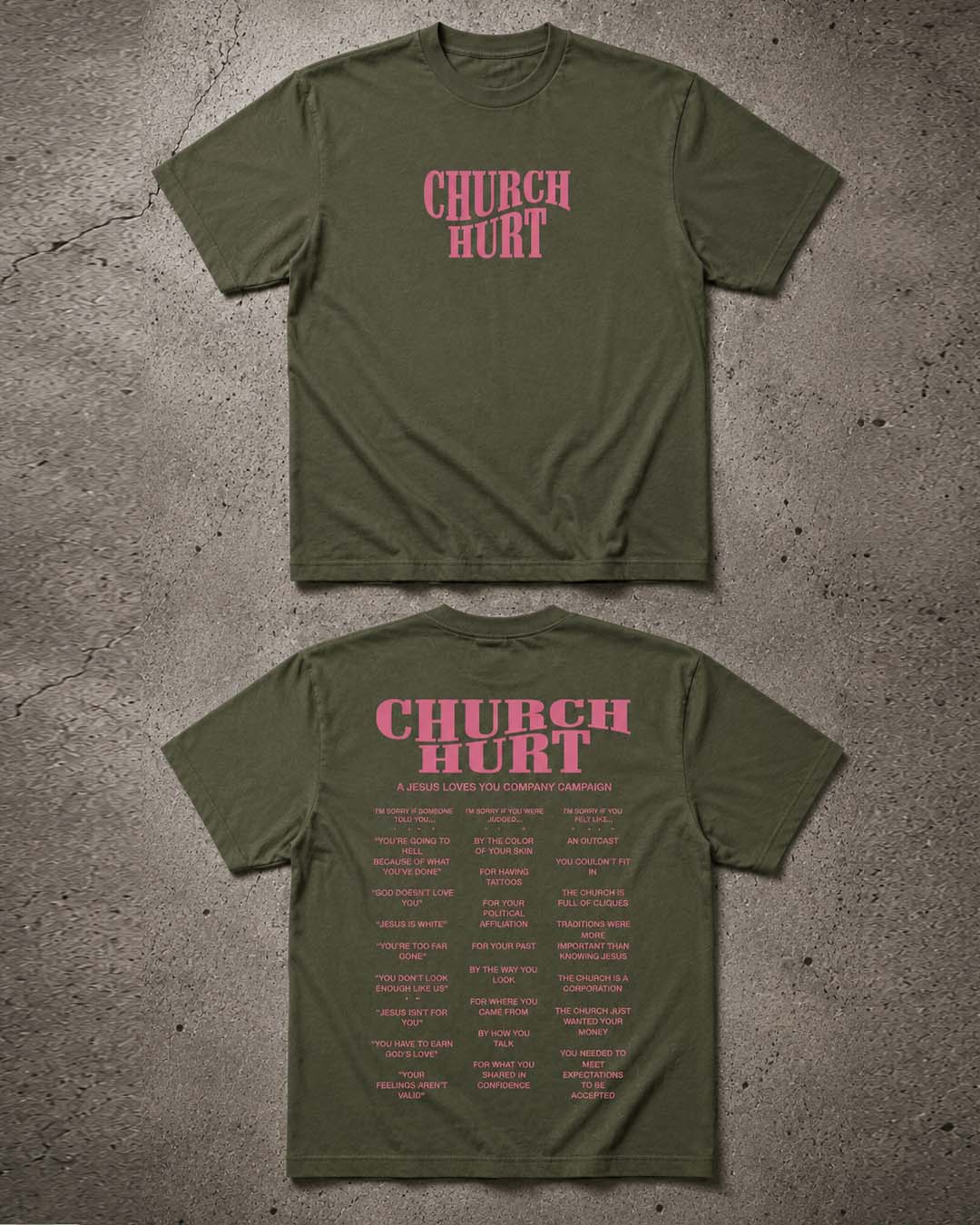 "Church Hurt Collection" || Statement Tee: Olive / XL