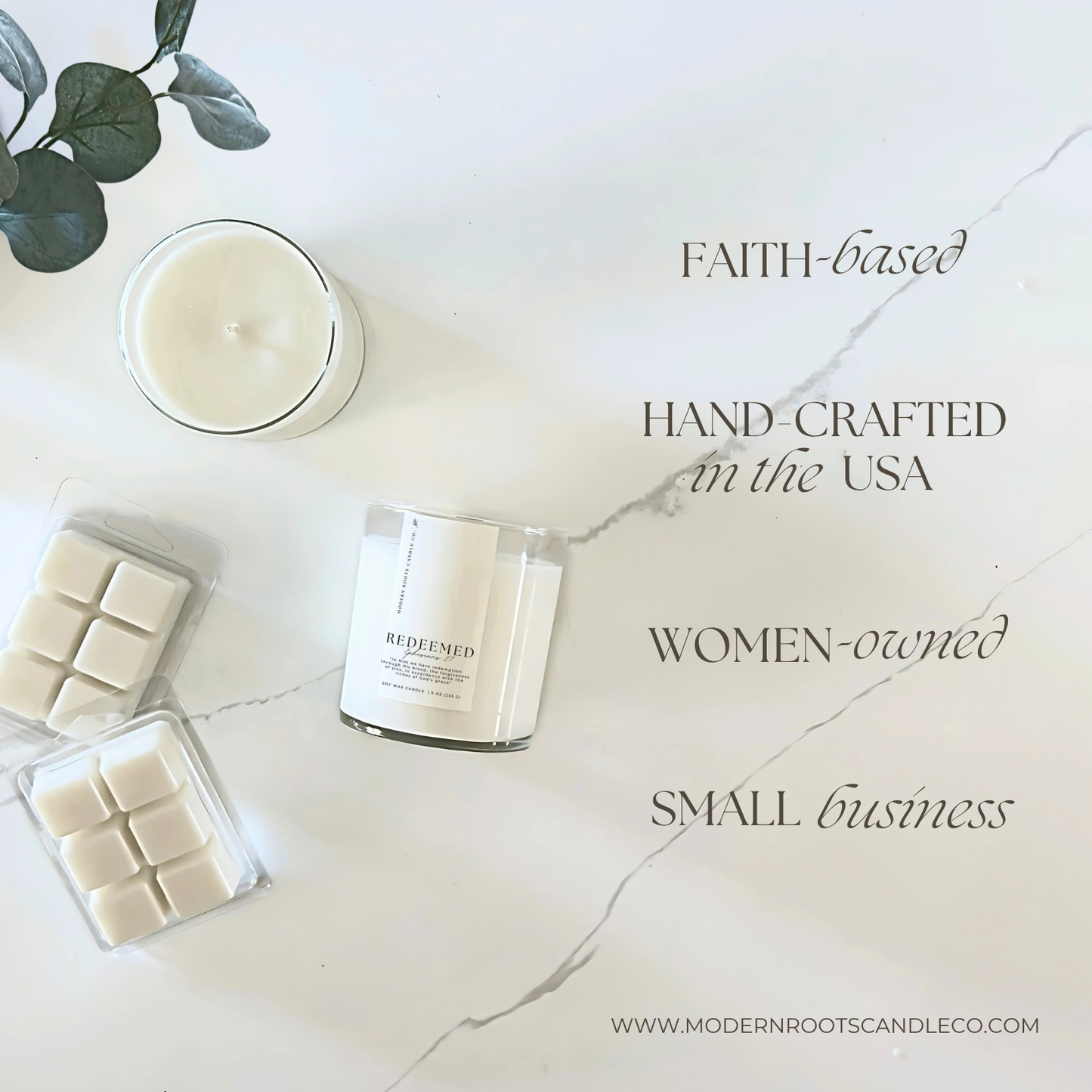 Redeemed | Eucalyptus & Mint | 9 oz. Clear Jar Soy Candle: Natural Wood Lid