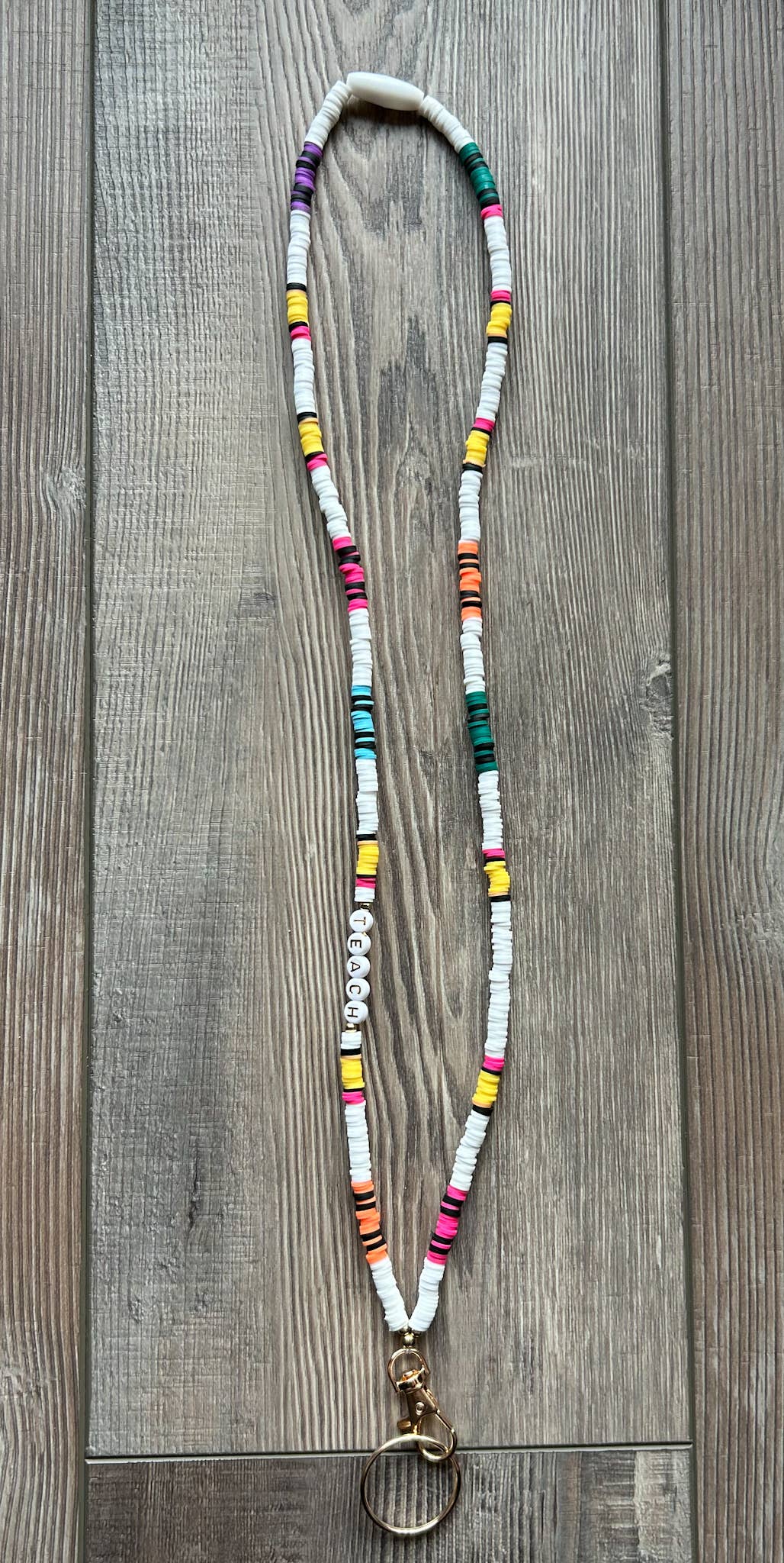Pencil Crayon Teach Clay Beaded Breakaway Lanyard