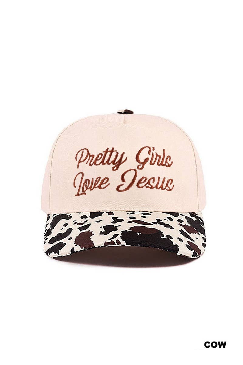 Pretty Girls Love Jesus Two Tone Cotton Hat SI-29249: CAMO-193290 / OS