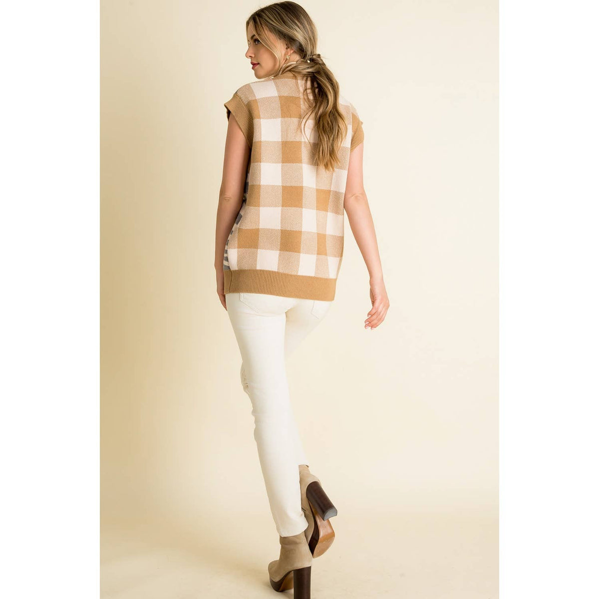 Mixed Pattern Vest: BEIGE / XS-S-M-L(1-2-2-1)