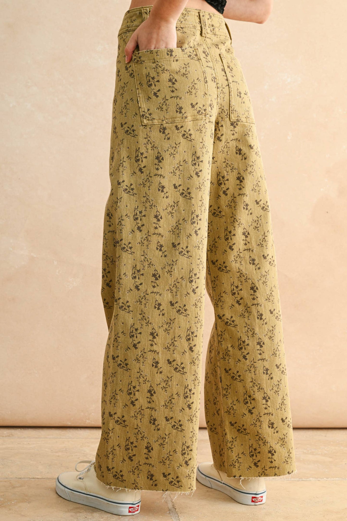 Santorini FLORAL PRINT STRETCHED PANTS: BLUE HAZE / M