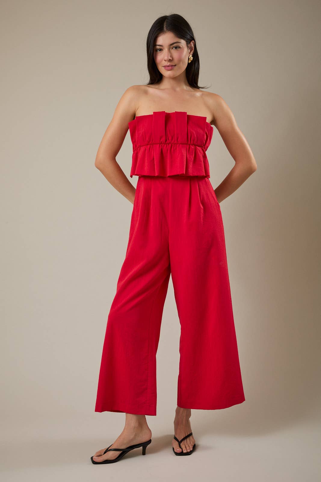 Esther RUFFLE BODICE JUMPSUIT: LT BLUE / S