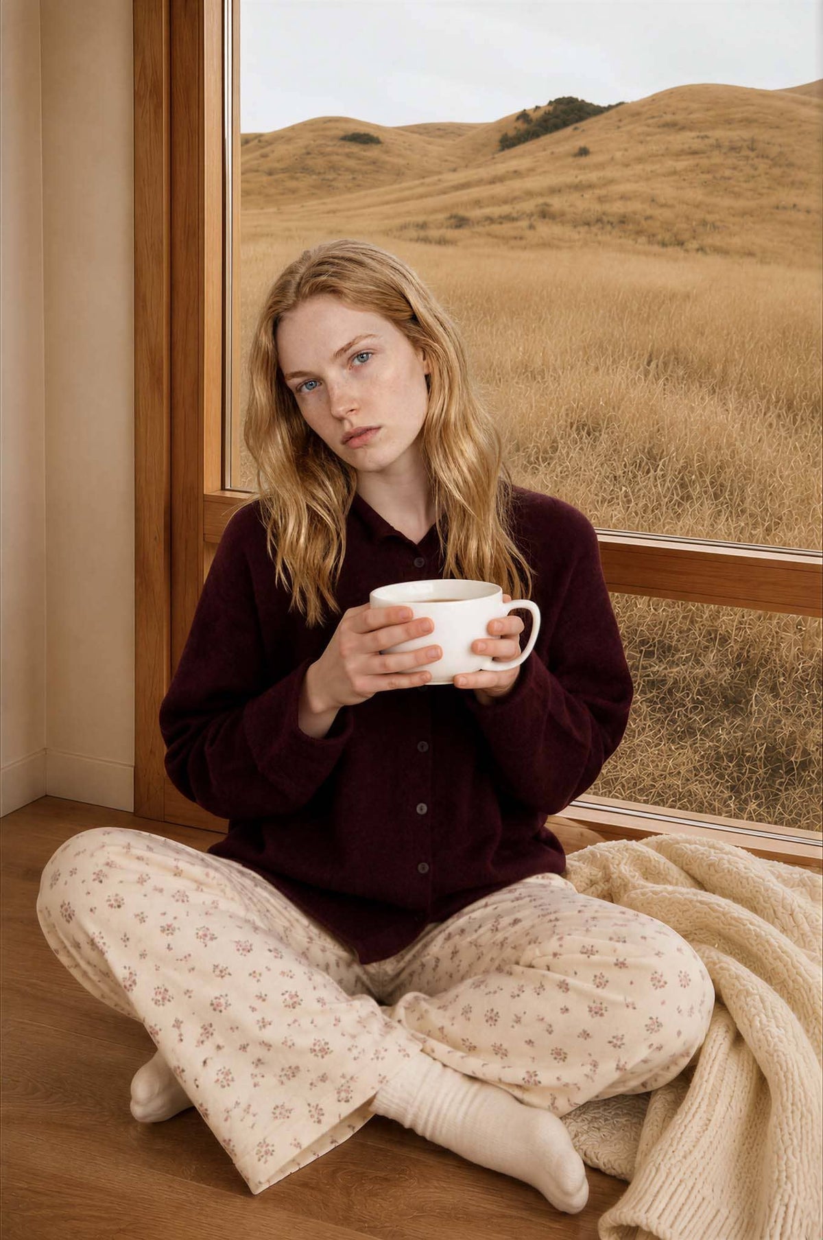 LIGHTWEIGHT BUTTON DOWN KNIT CARDIGAN: Burgundy