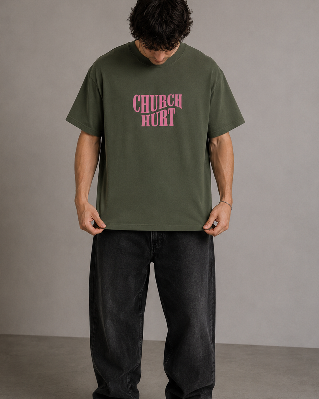 "Church Hurt Collection" || Statement Tee: Olive / M