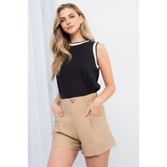 Knit Sleeveless Top: BLACK / XS-S-M-L(1-2-2-1)