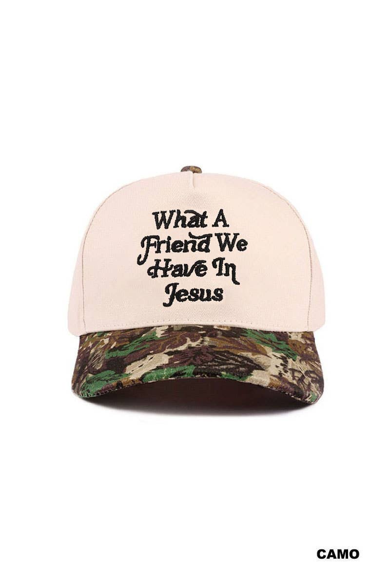 `What A Friend We Have In Jesus Two Tone Cotton Hat : ASH MOCHA-195886 / OS
