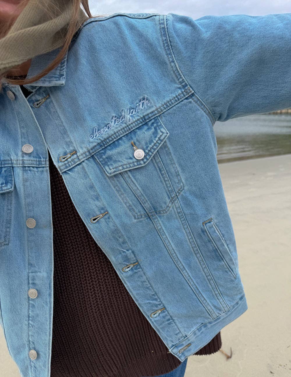 What a Friend In Jesus Denim Jacket: 2XL