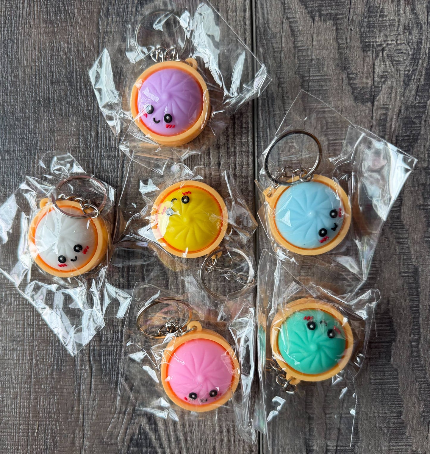 Dumpling Squish Toy Hard Plastic Keychain: Blue