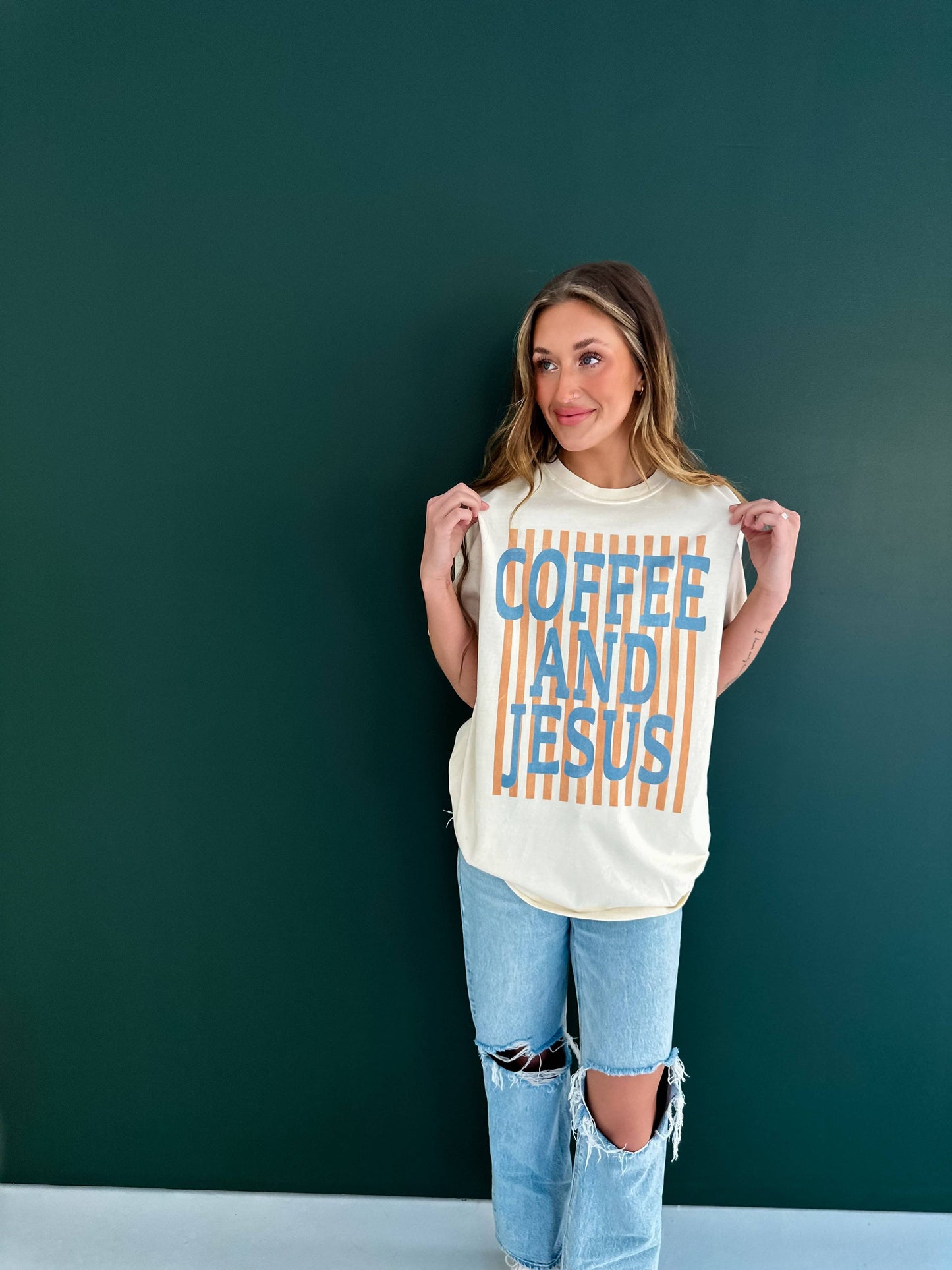 Coffee and Jesus Tee: Ivory / M