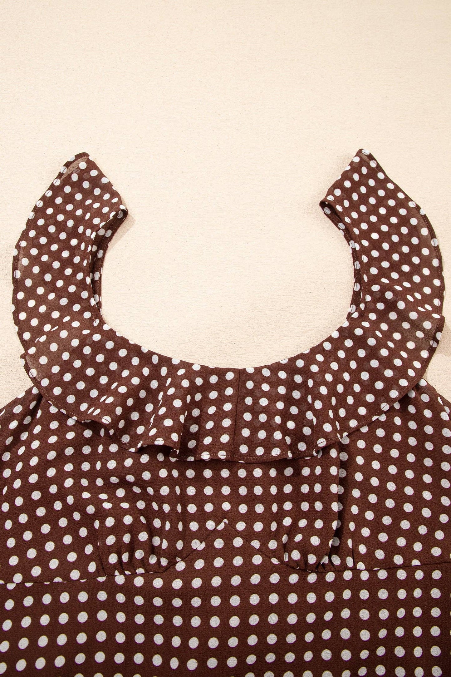 Camila Polka Dot Backless Ruffle Tiered Maxi Dress: Coffee / S