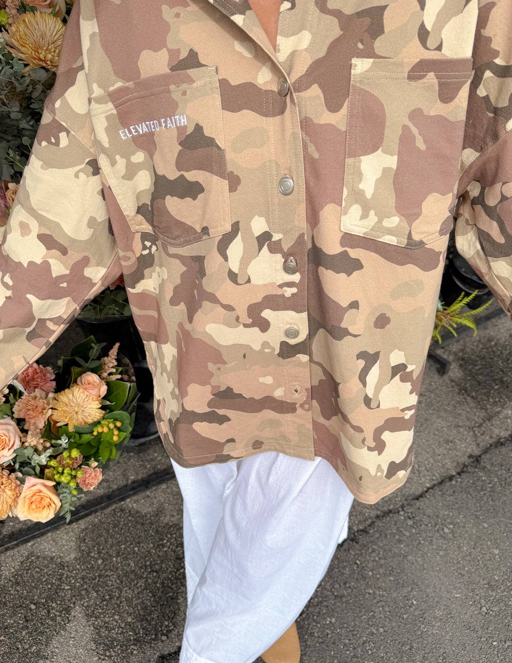 What a Friend in Jesus Camo Shacket