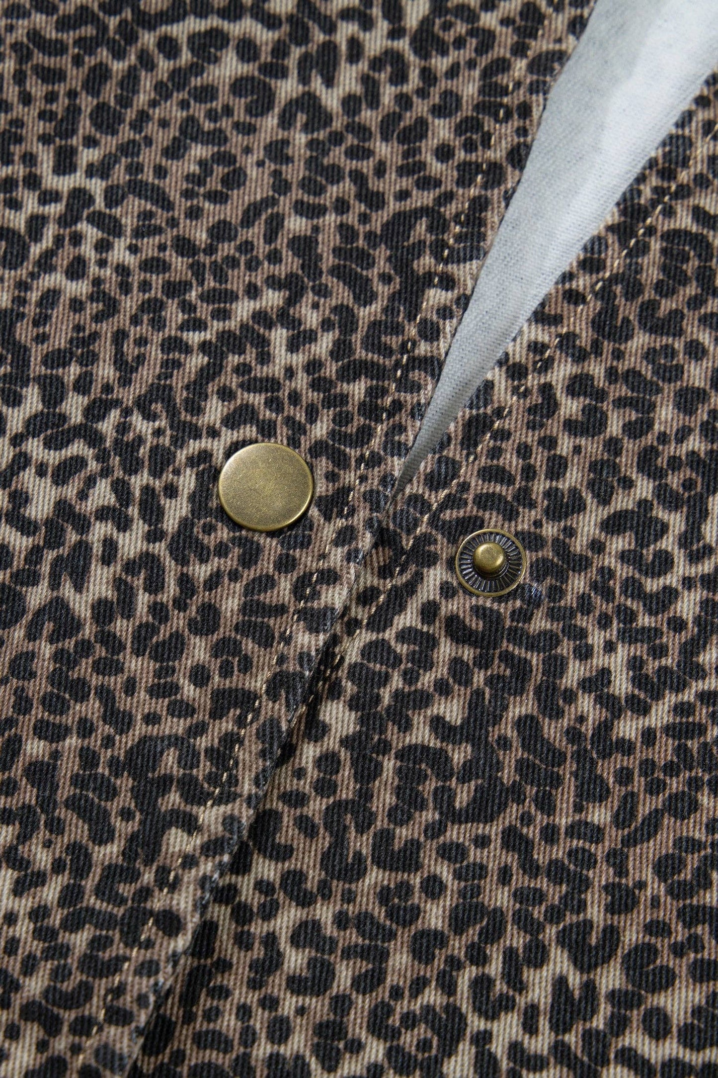 Damaris Leopard Denim Button Front Vest: Brown / M
