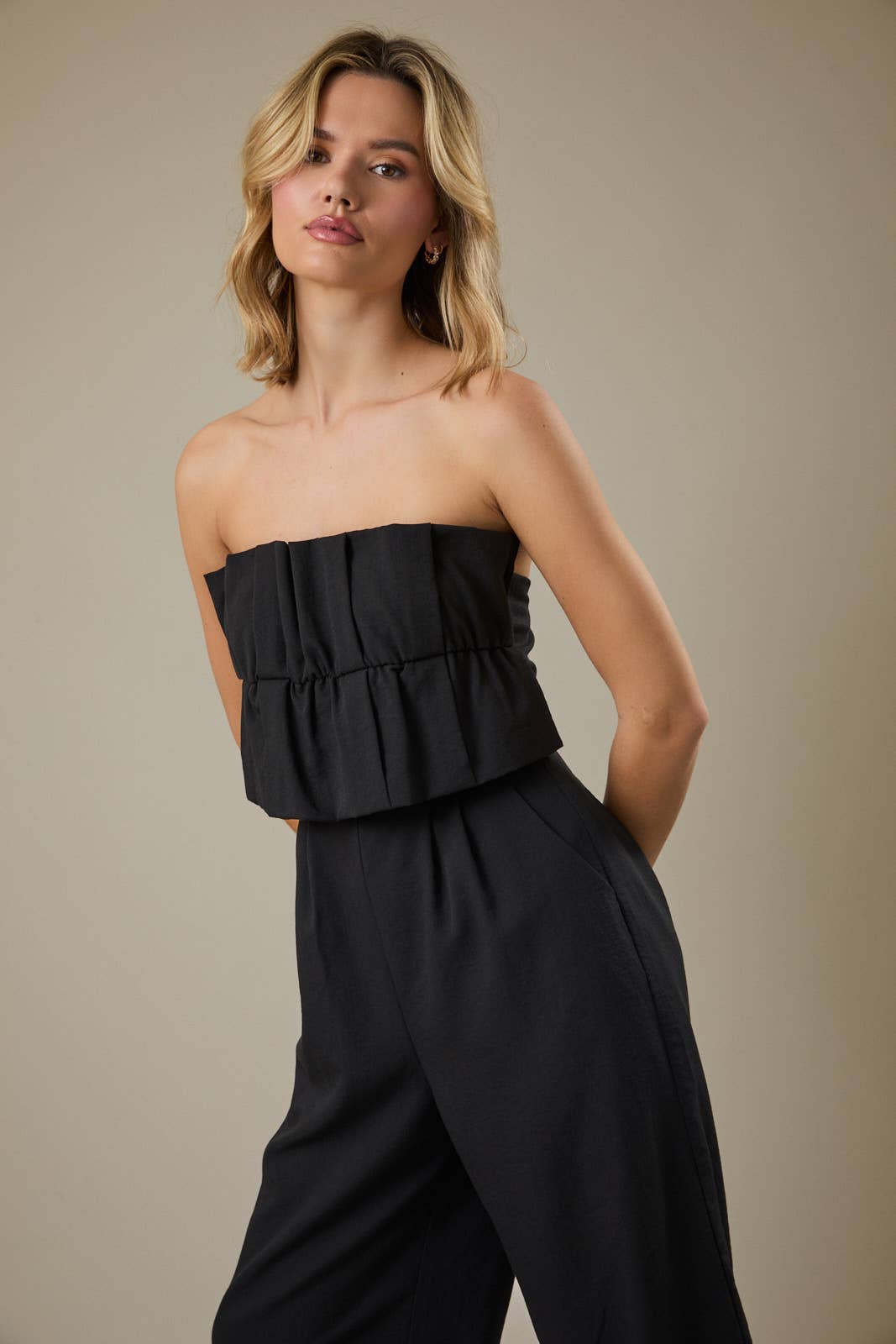 Esther RUFFLE BODICE JUMPSUIT: LT BLUE / M