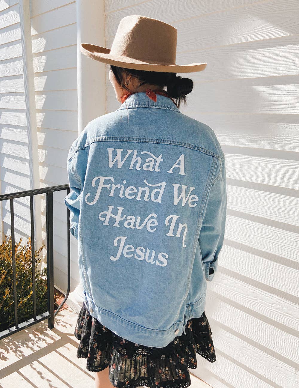 What a Friend In Jesus Denim Jacket: 2XL