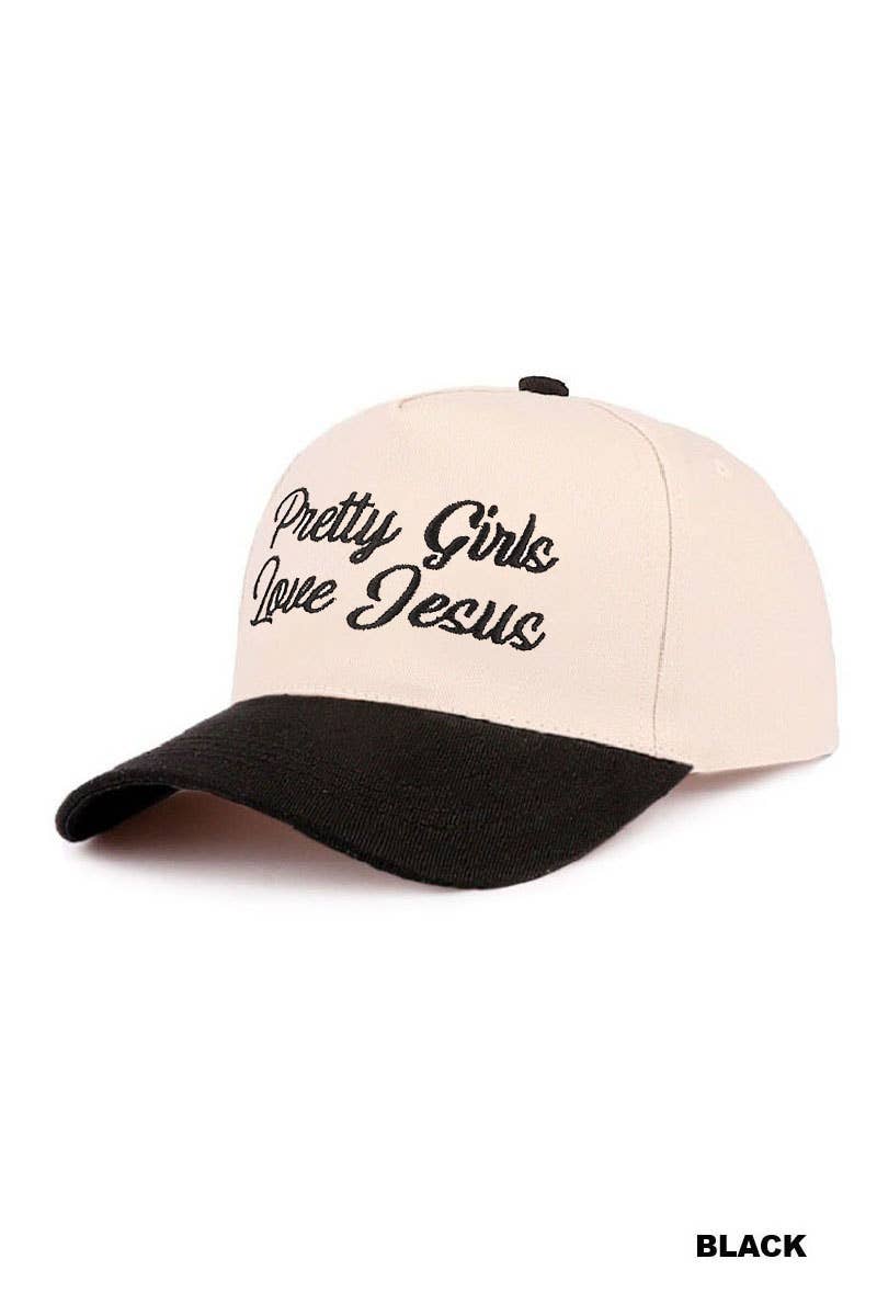 Pretty Girls Love Jesus Two Tone Cotton Hat SI-29249: CAMO-193290 / OS