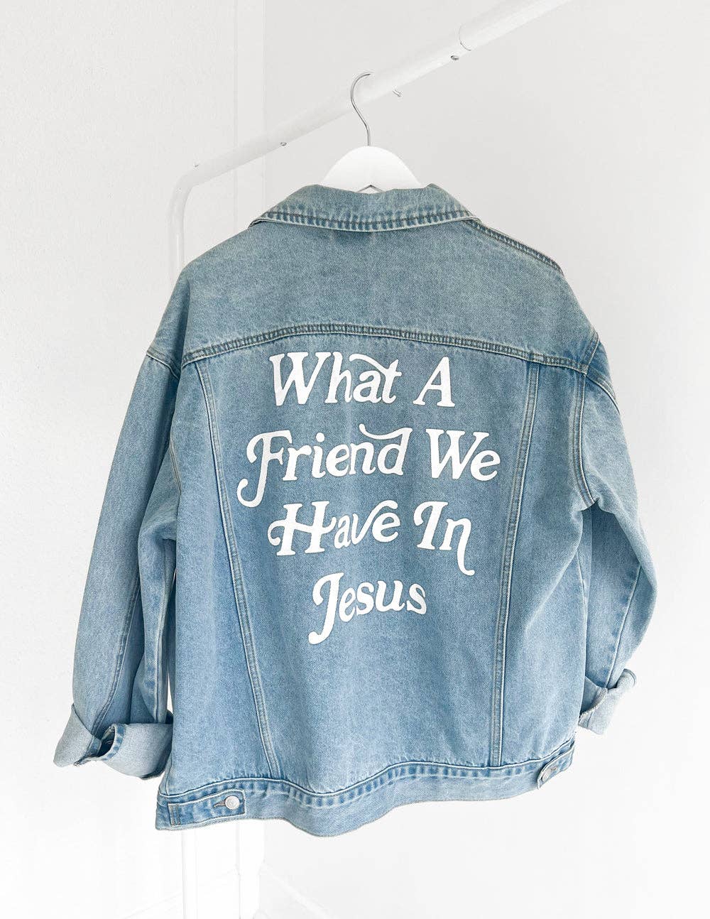 What a Friend In Jesus Denim Jacket: 2XL