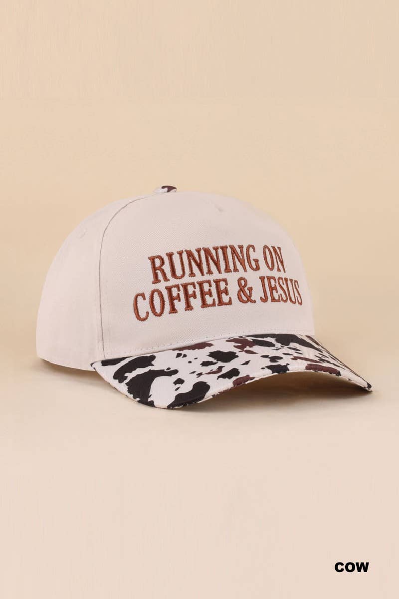 Running On Coffee & Jesus Two Tone Cotton Hat: COW-200393 / OS