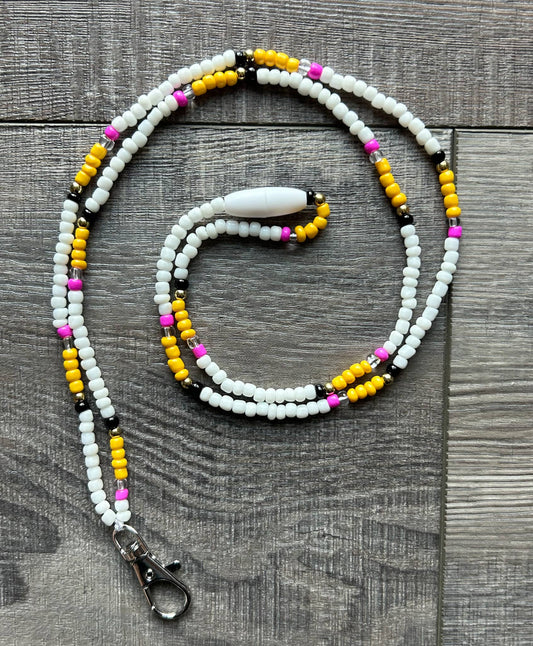 Pencil Teacher Seed Bead Lanyard with Breakaway Clasp
