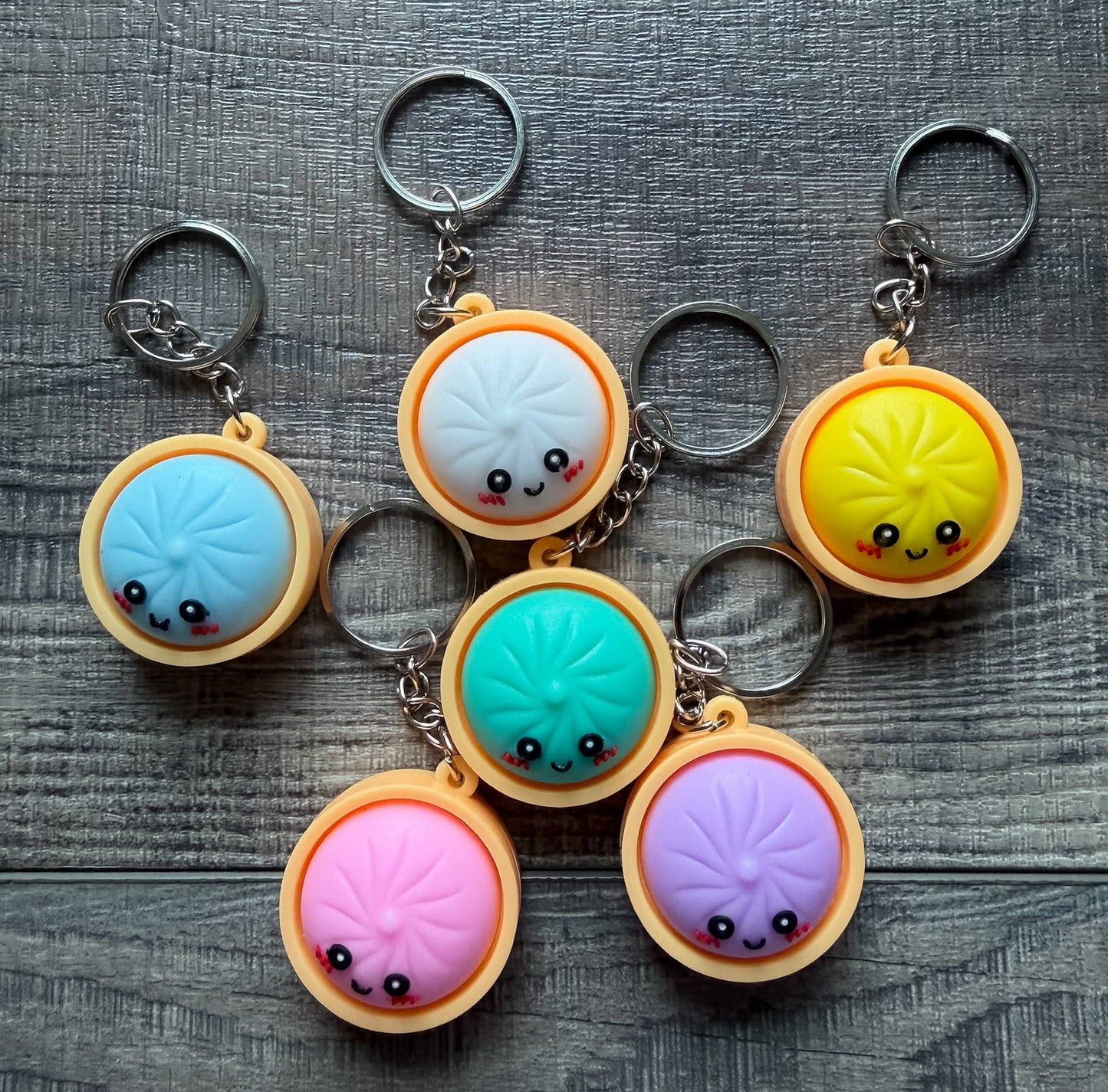 Dumpling Squish Toy Hard Plastic Keychain: Teal