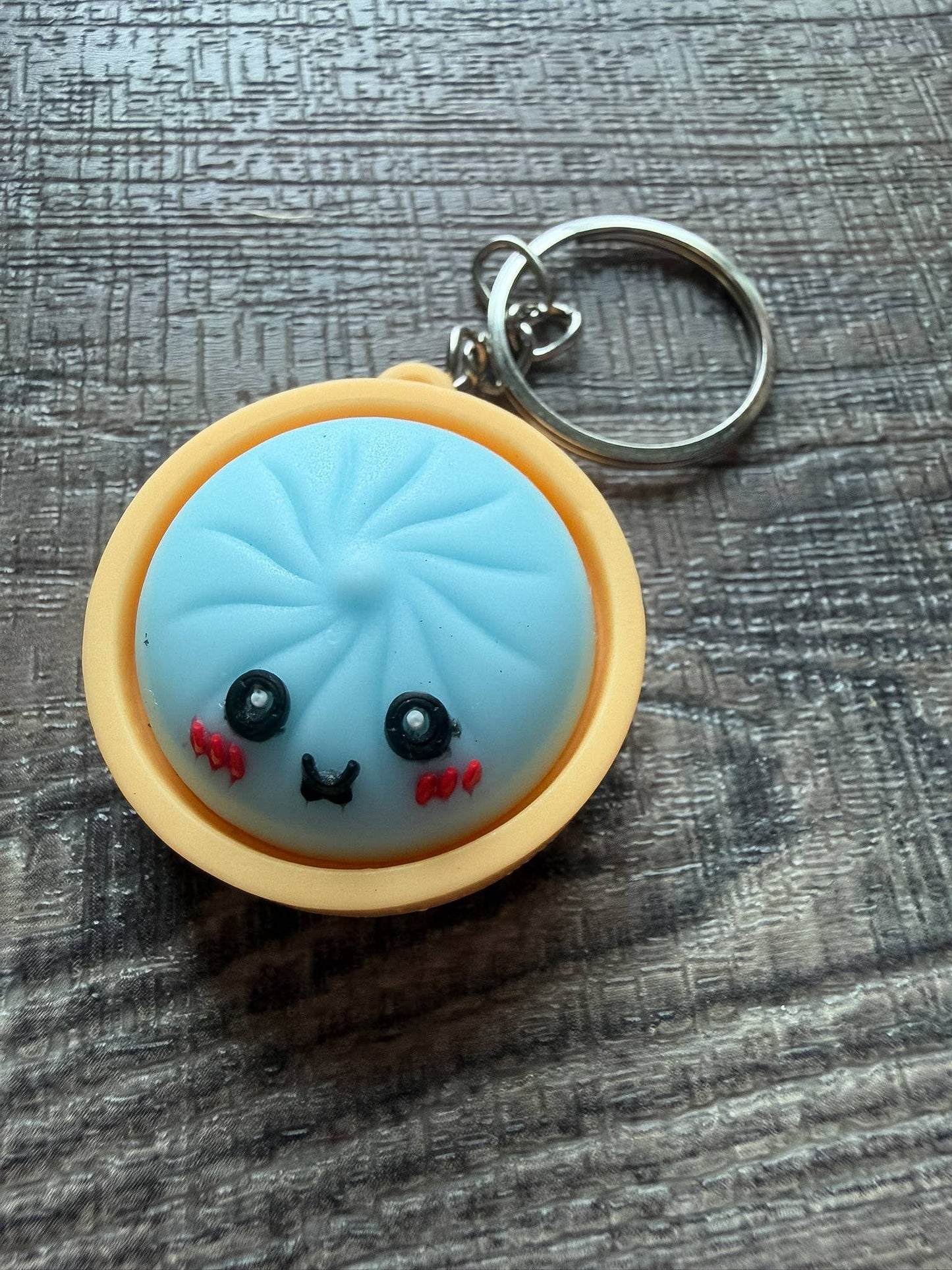 Dumpling Squish Toy Hard Plastic Keychain: Pink
