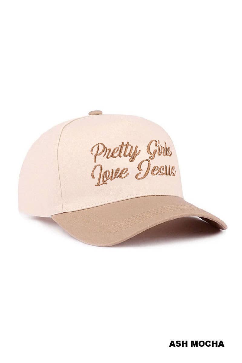 Pretty Girls Love Jesus Two Tone Cotton Hat SI-29249: CAMO-193290 / OS