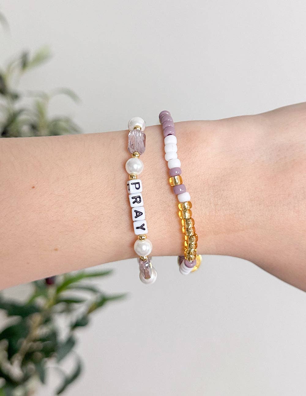 Pray Pearl Letter Bracelet: Large