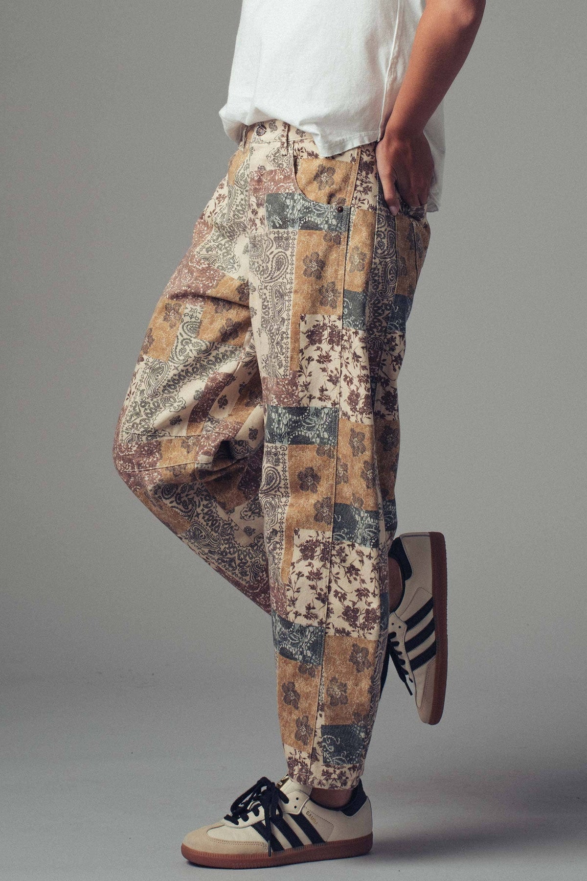 Boho Patchwork Wide Leg Pants: MULTI / S-2/M-2/L-2