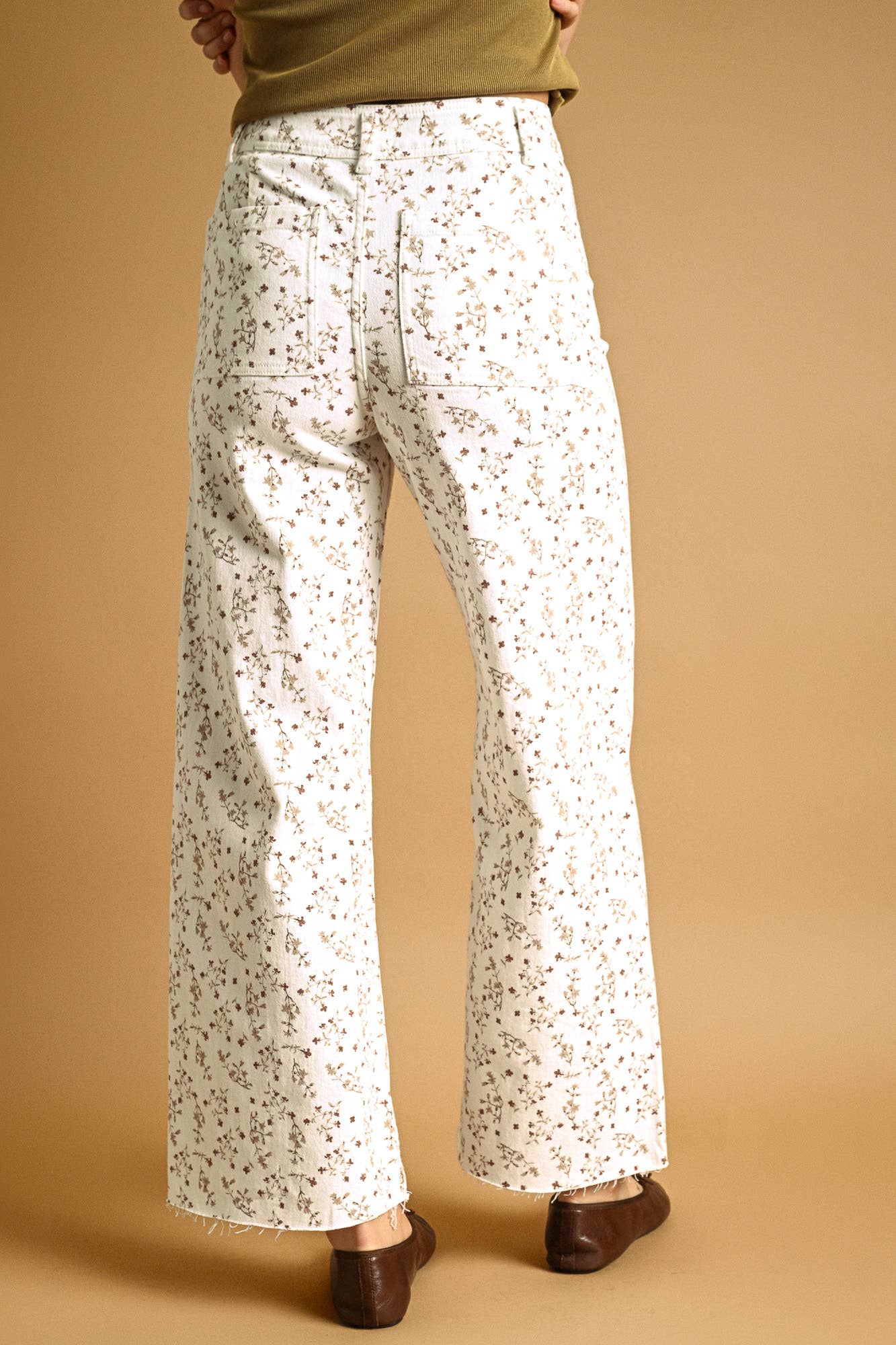 Santorini FLORAL PRINT STRETCHED PANTS: BLUE HAZE / M