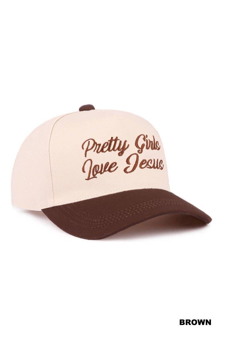 Pretty Girls Love Jesus Two Tone Cotton Hat SI-29249: CAMO-193290 / OS