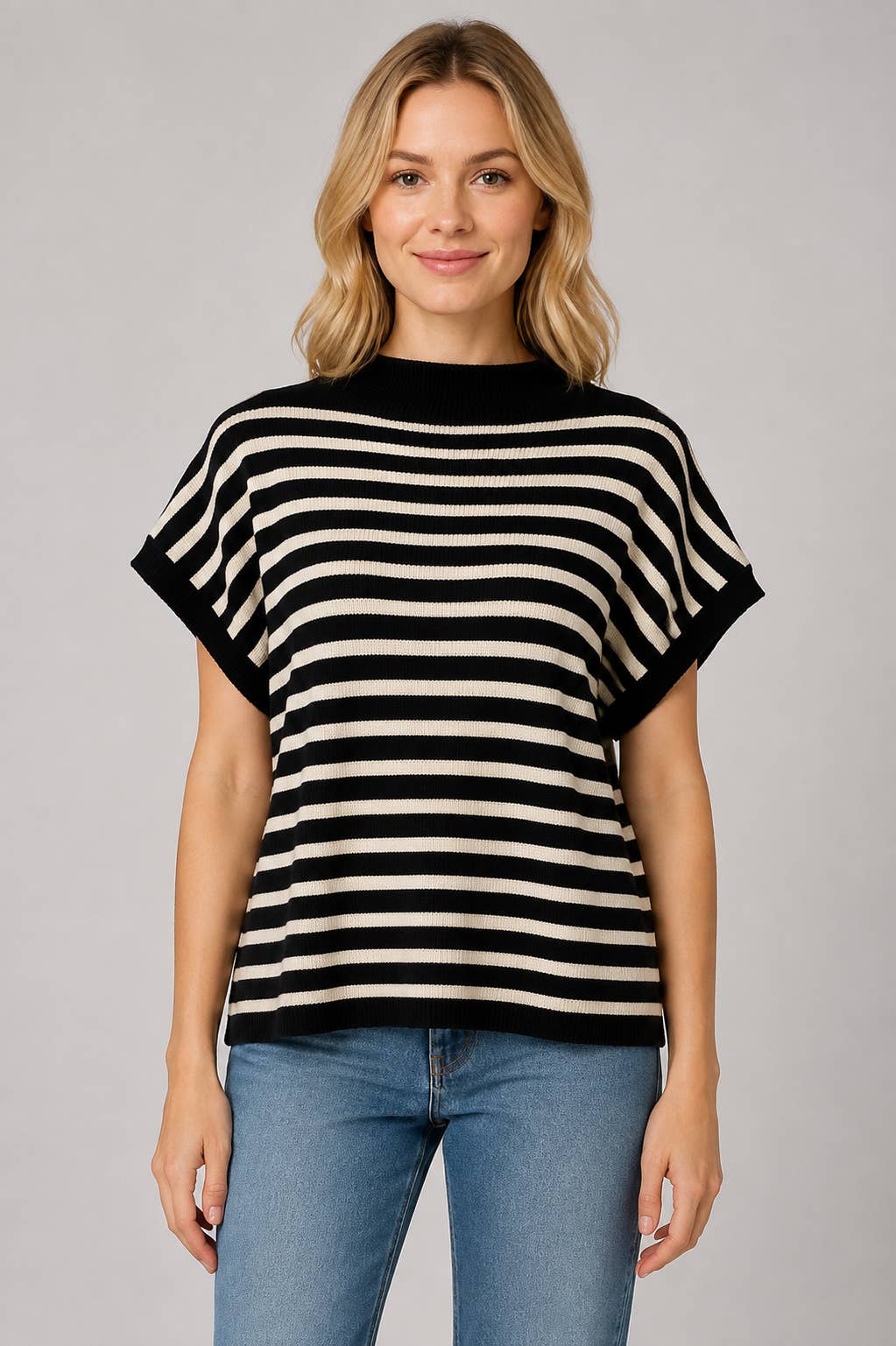 The Modern Muse Striped Sweater Top- STA4453-B: Brown / SM
