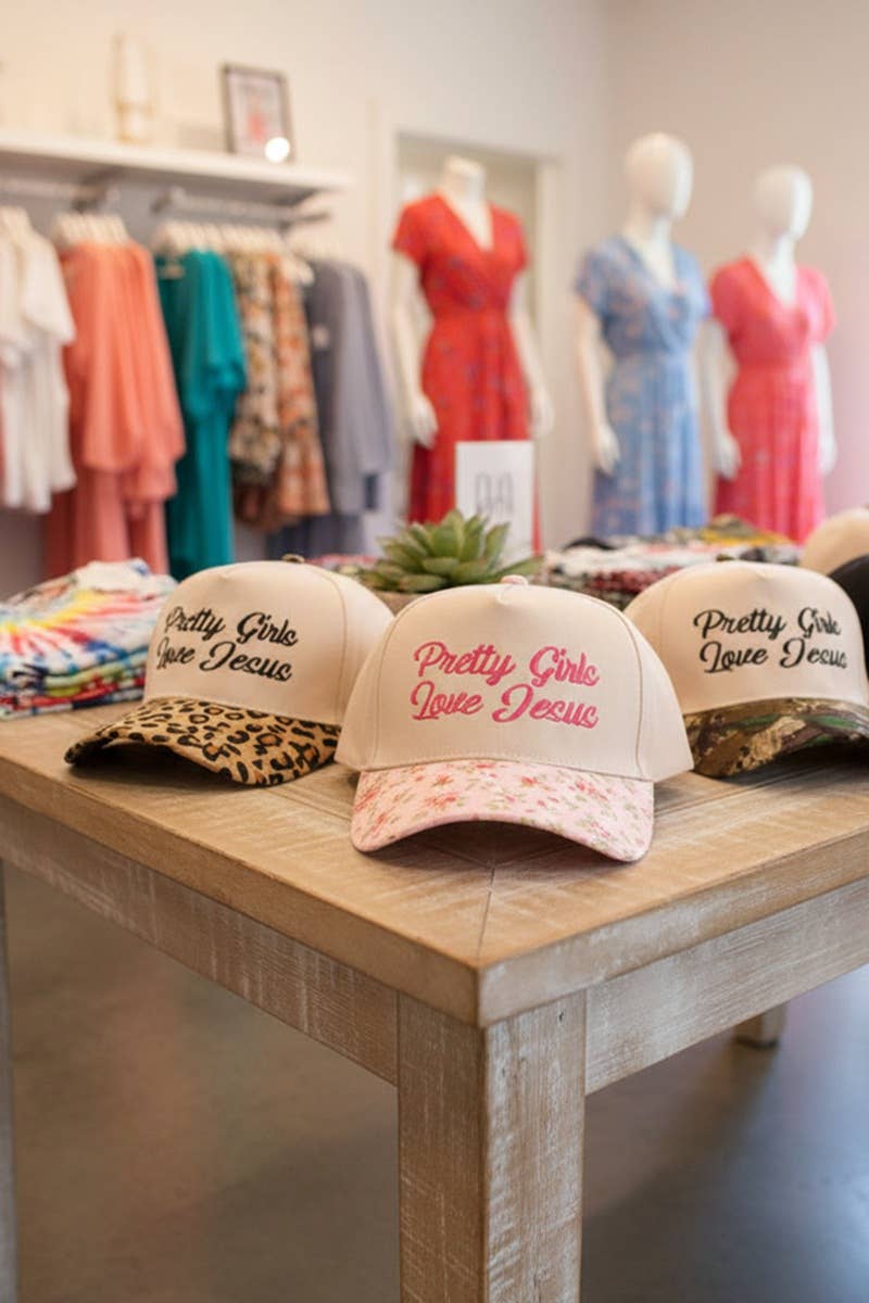 Pretty Girls Love Jesus Two Tone Cotton Hat SI-29249: CAMO-193290 / OS