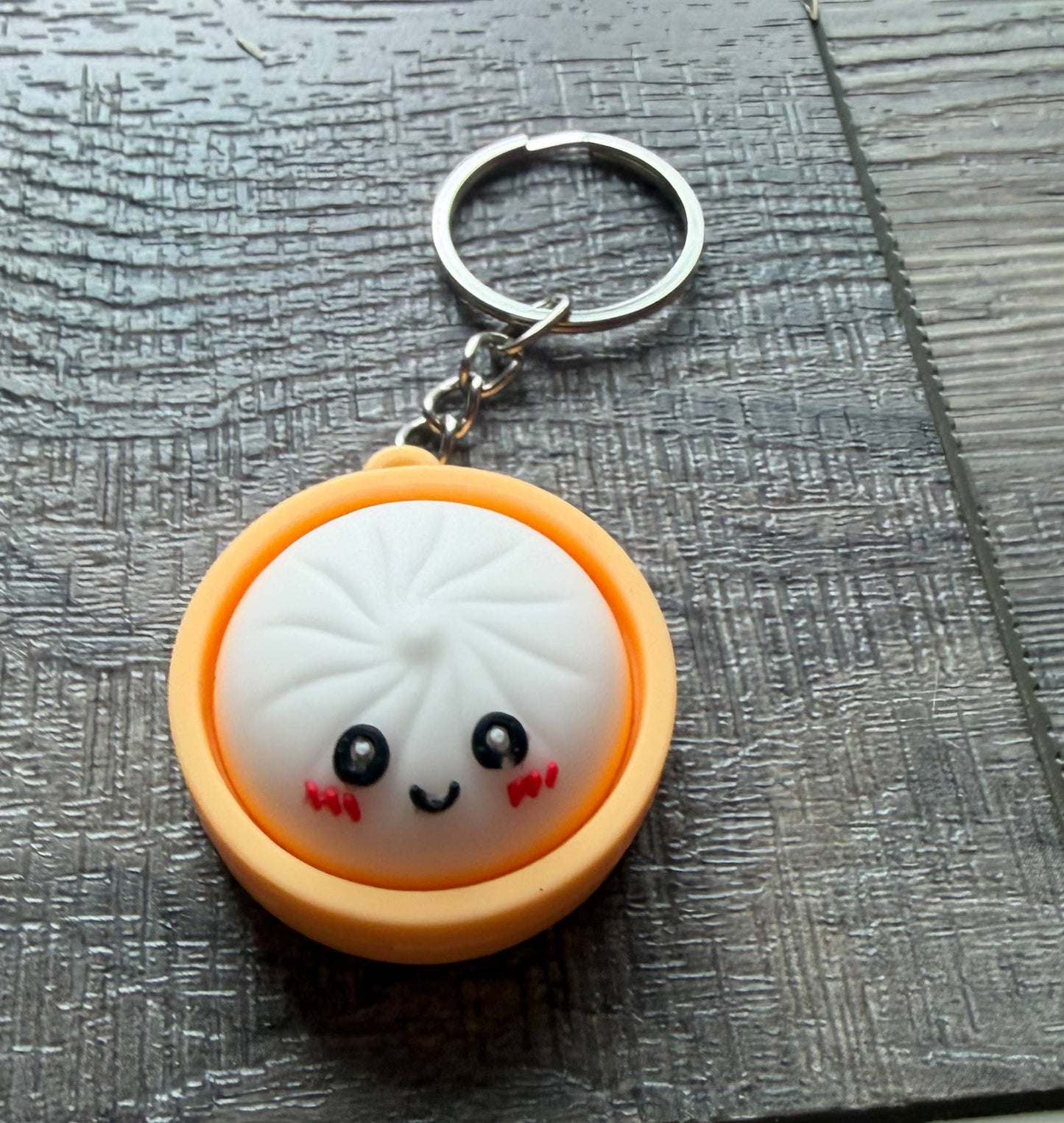 Dumpling Squish Toy Hard Plastic Keychain: Purple