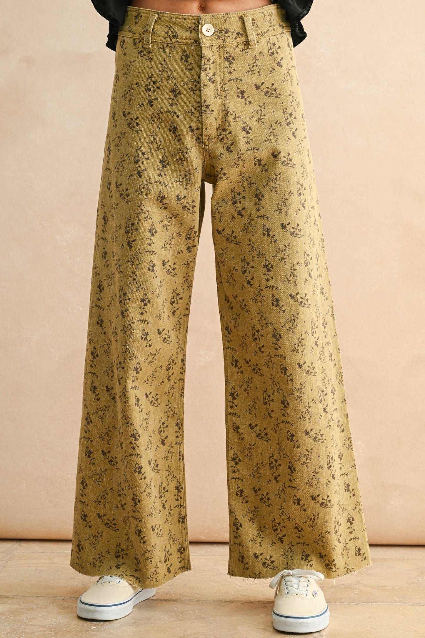 Santorini FLORAL PRINT STRETCHED PANTS: BLUE HAZE / S