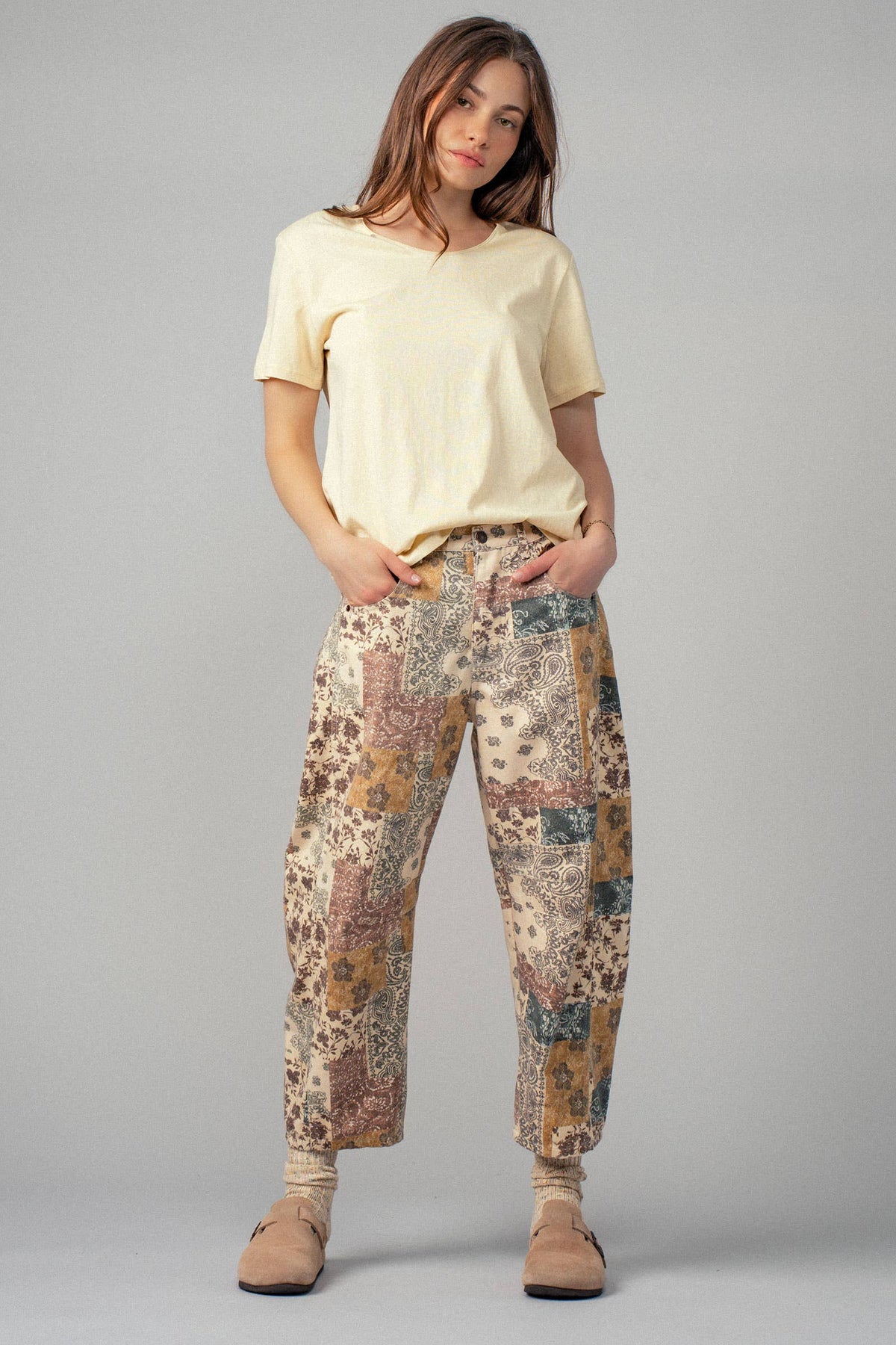 Boho Patchwork Wide Leg Pants: MULTI / S-2/M-2/L-2