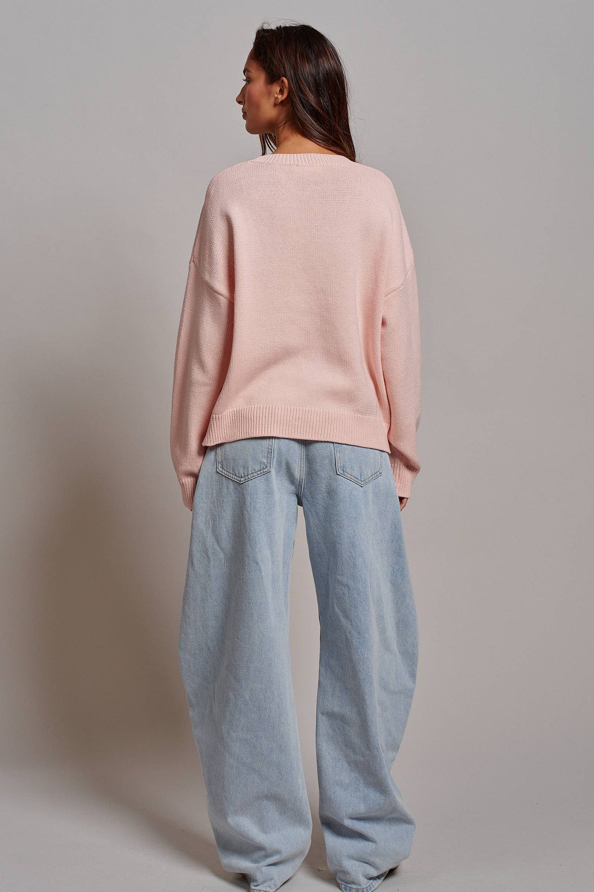 Graphic Oversized Drop-Shoulder Knit Sweater: IVORY / SM-ML:3-3