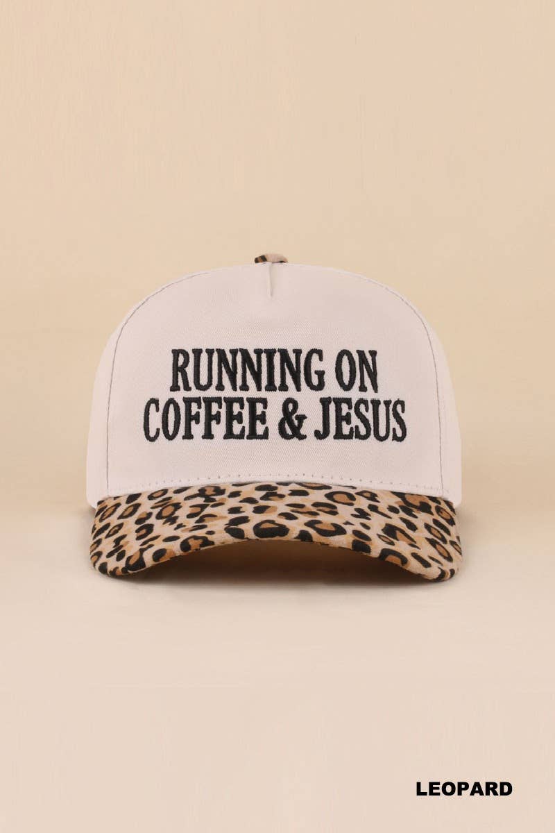 Running On Coffee & Jesus Two Tone Cotton Hat: COW-200393 / OS