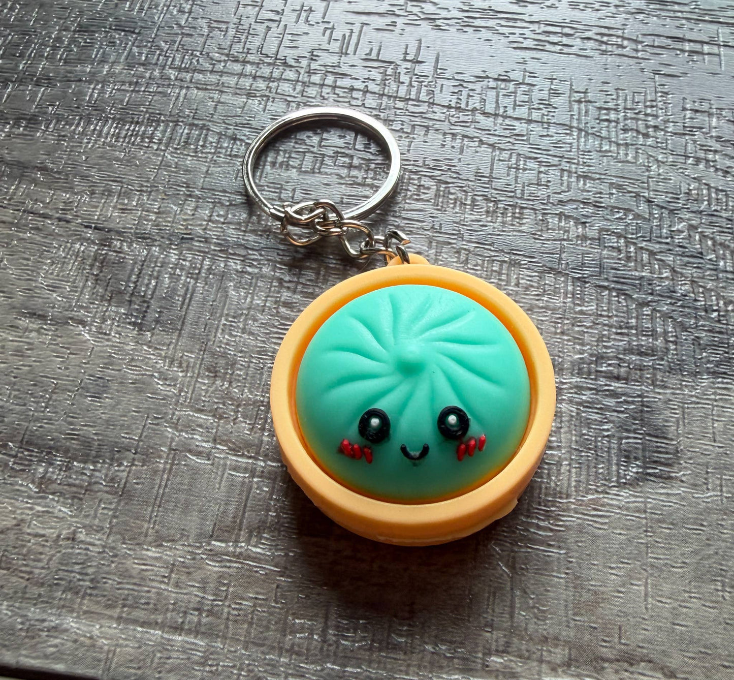 Dumpling Squish Toy Hard Plastic Keychain: Yellow