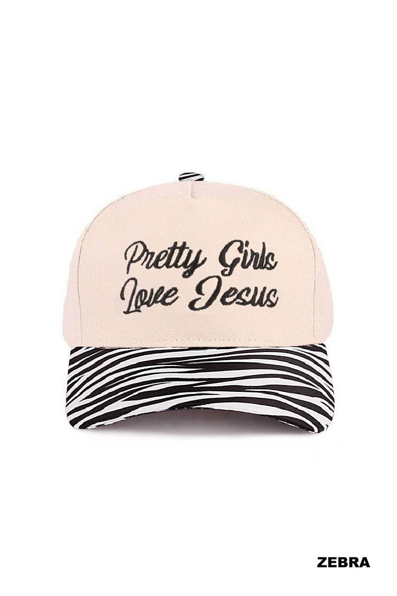 Pretty Girls Love Jesus Two Tone Cotton Hat SI-29249: CAMO-193290 / OS