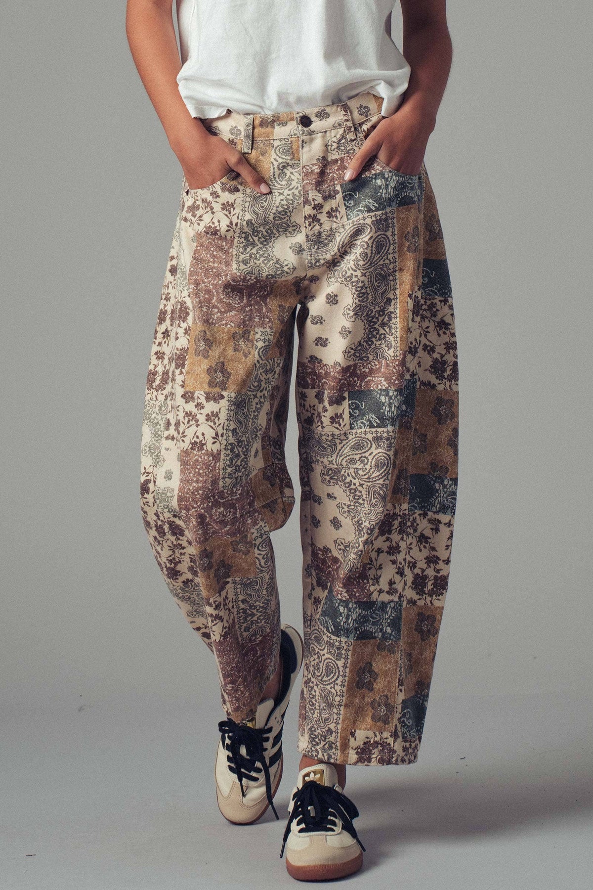 Boho Patchwork Wide Leg Pants: MULTI / S-2/M-2/L-2