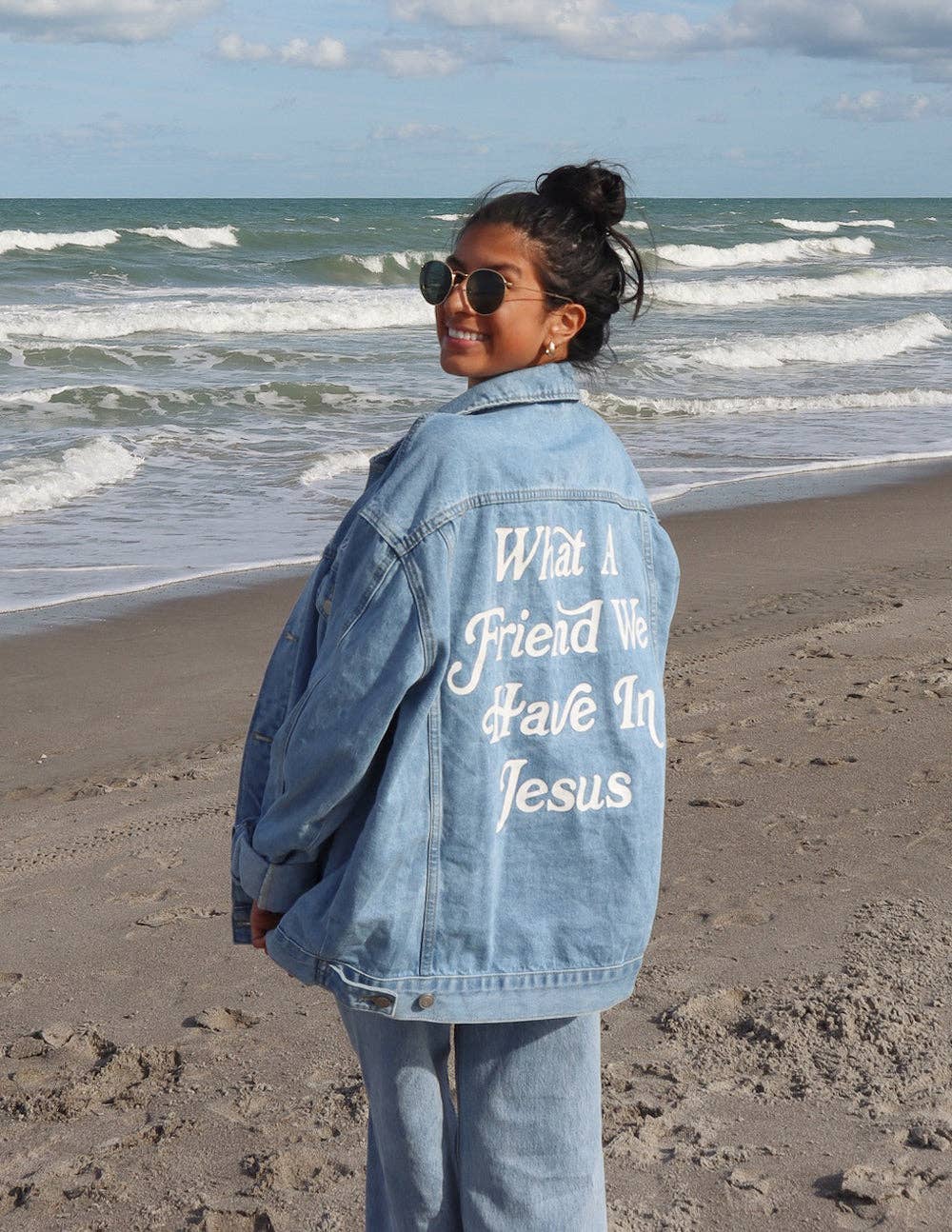 What a Friend In Jesus Denim Jacket: 2XL