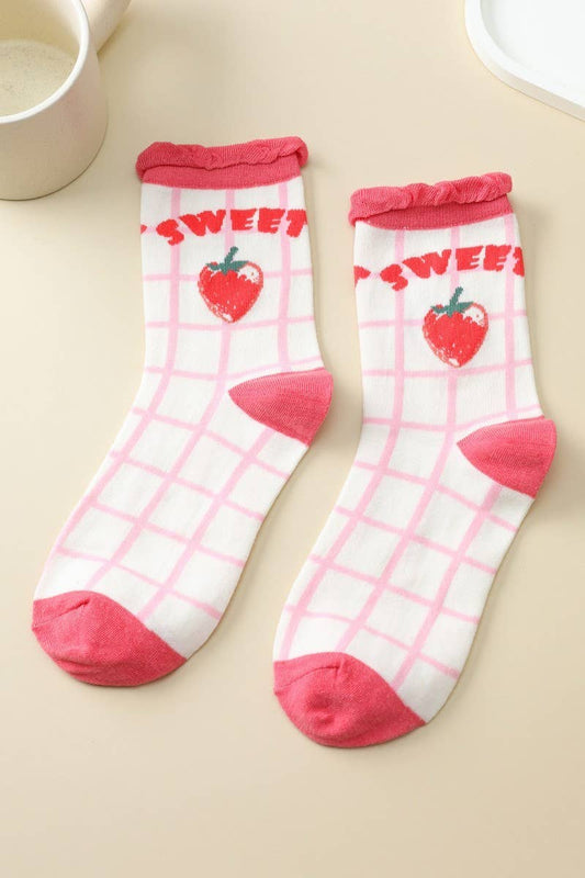 Strawberry-Theme Crew Sock | 40S02086: B