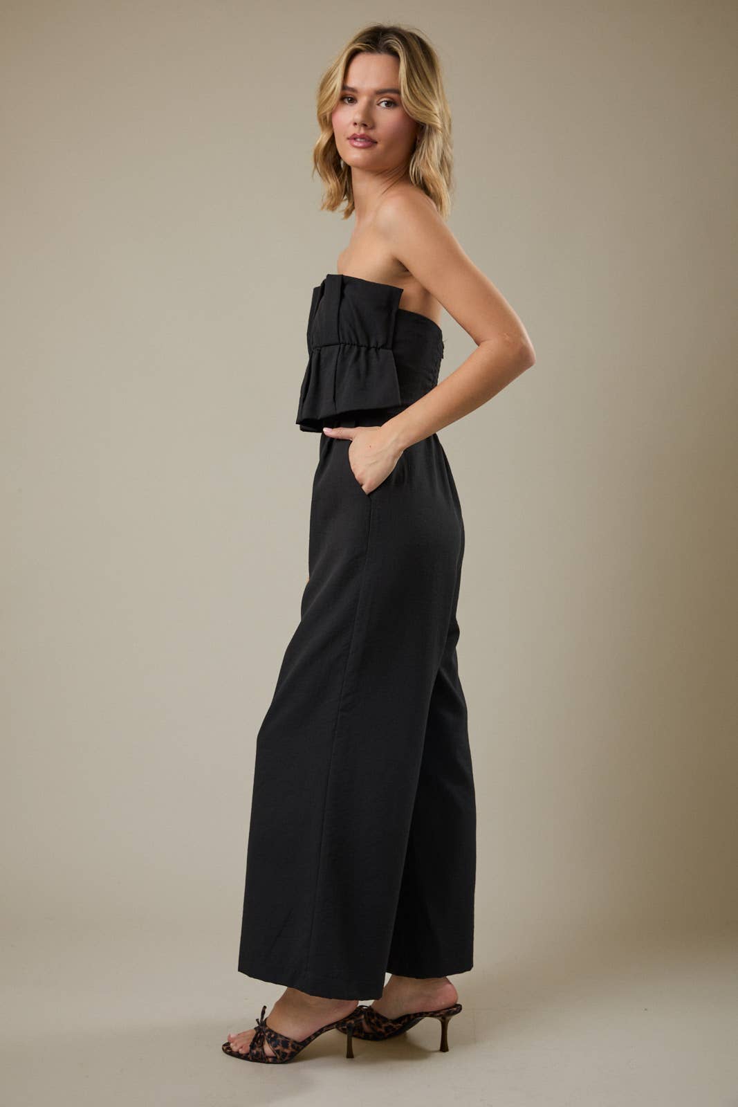 Esther RUFFLE BODICE JUMPSUIT: LT BLUE / S