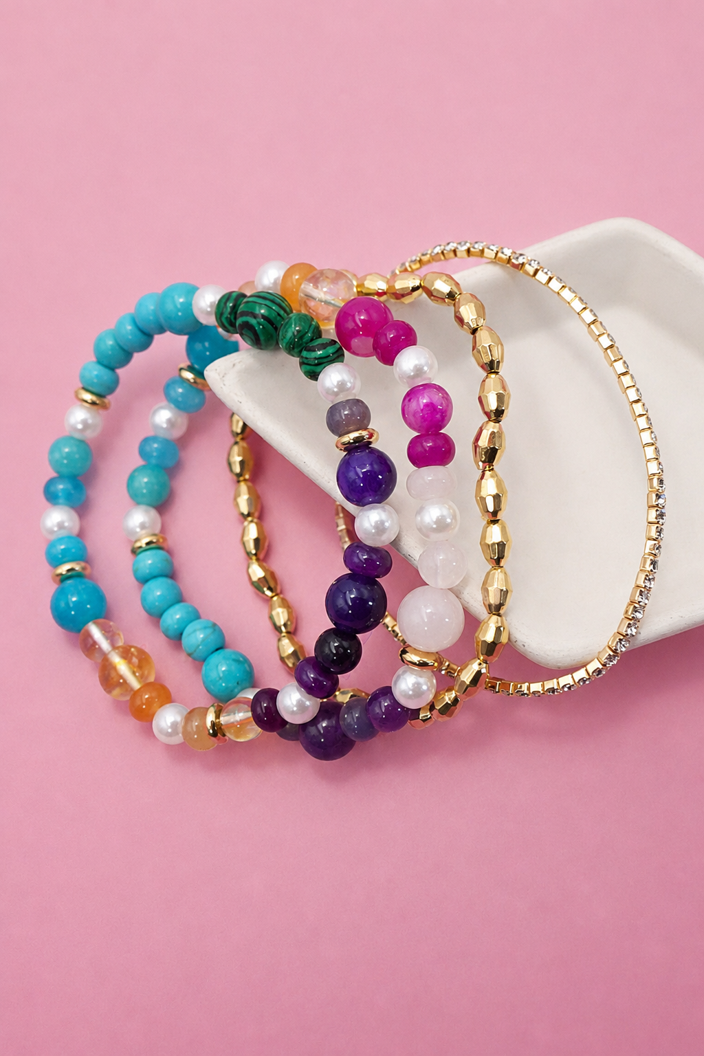 MULTI COLORED GLASS BEADED BRACELET | 40B5216: MULTI