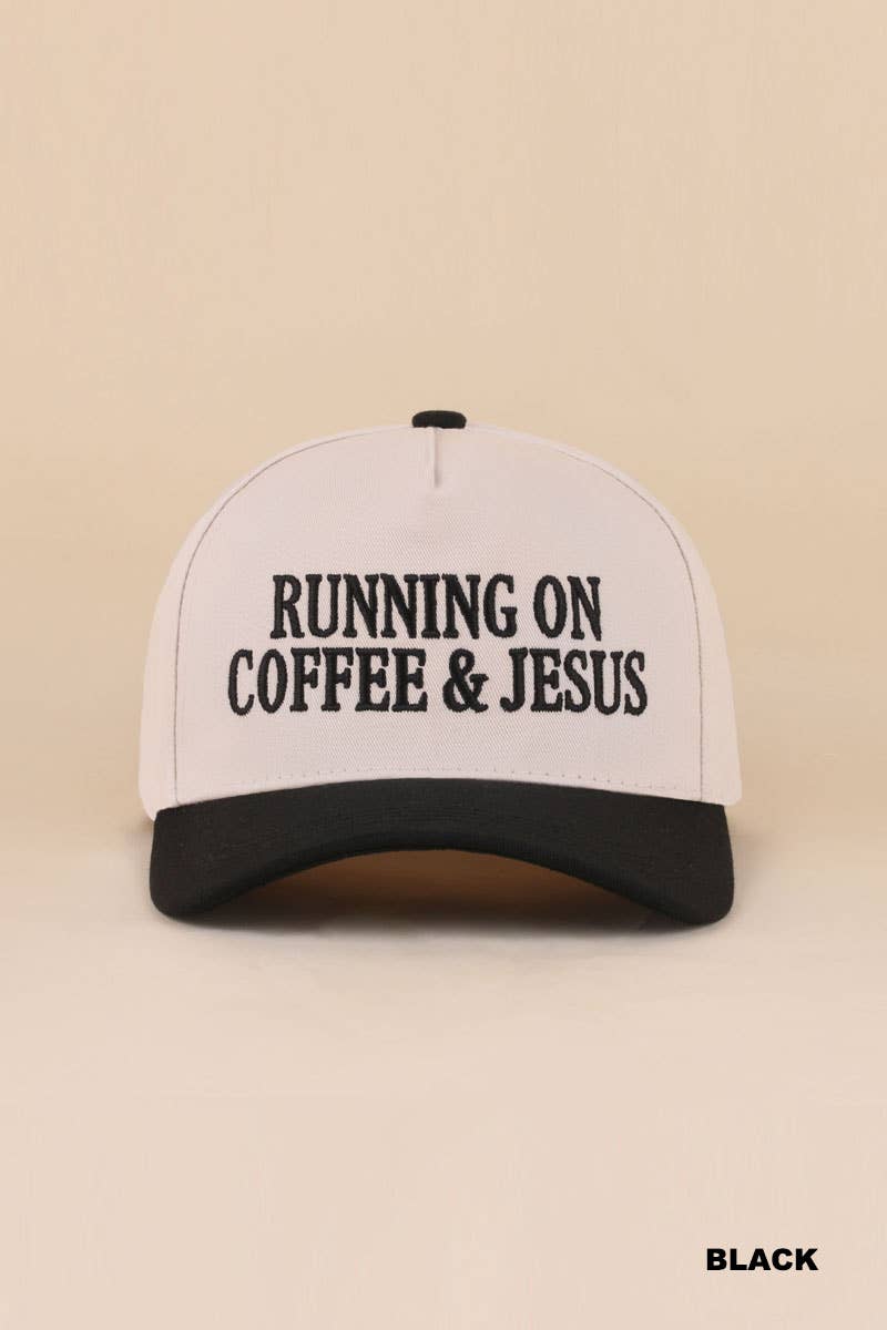 Running On Coffee & Jesus Two Tone Cotton Hat: COW-200393 / OS