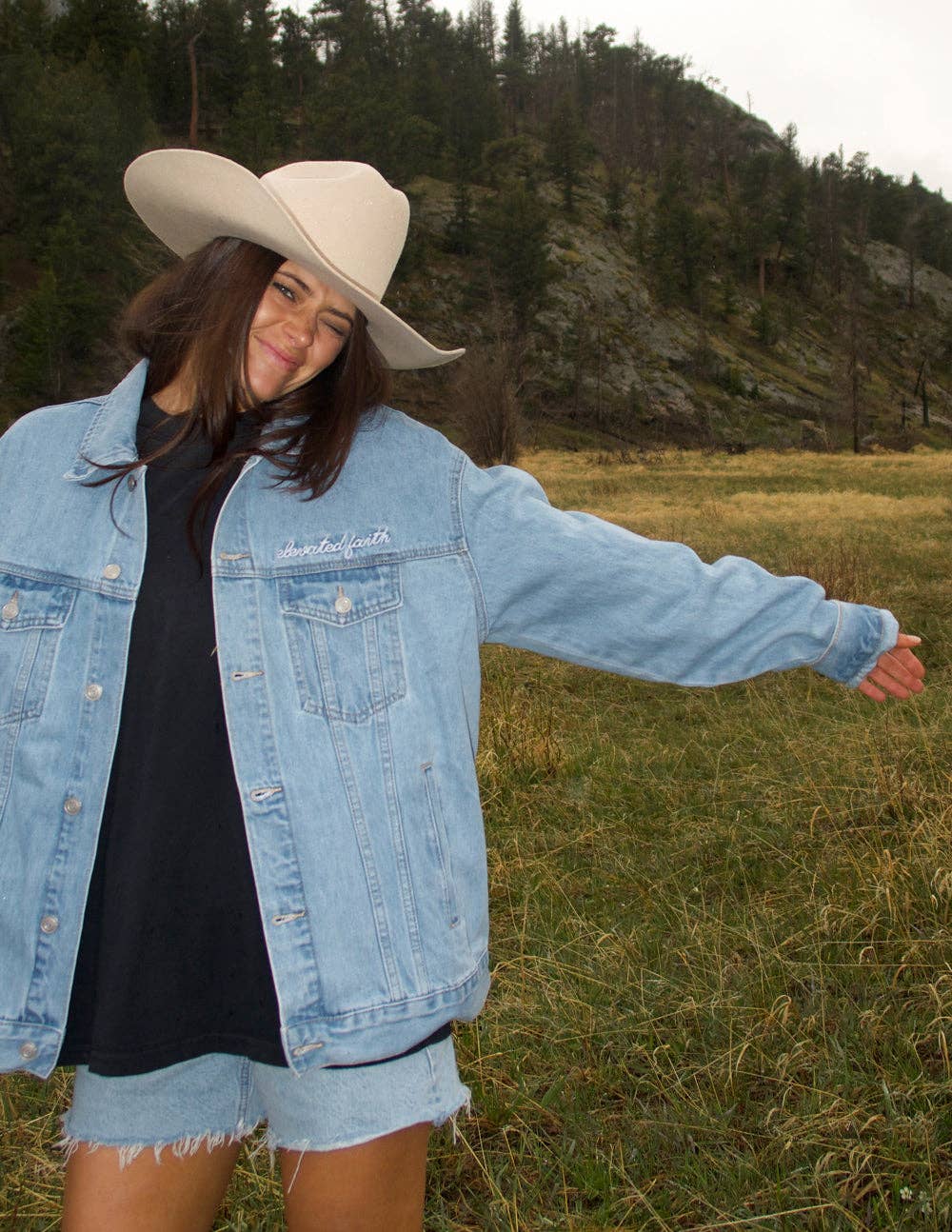 What a Friend In Jesus Denim Jacket: 2XL