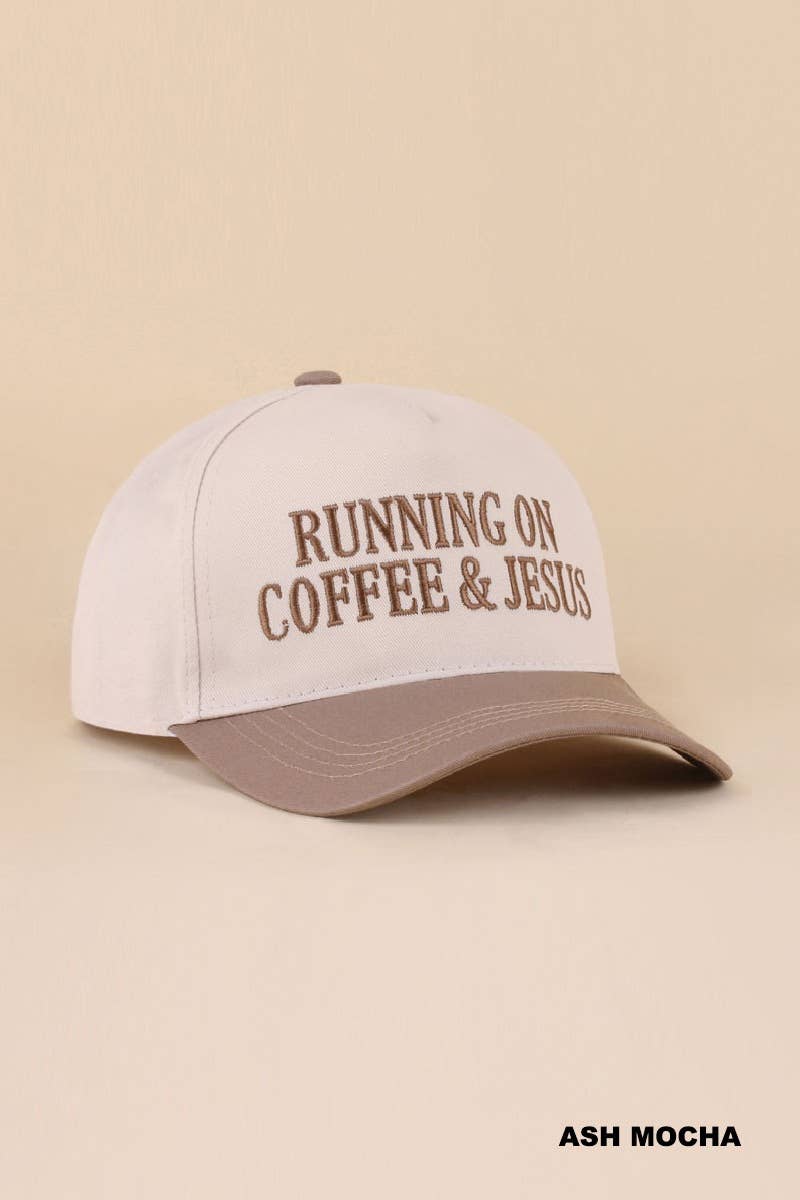Running On Coffee & Jesus Two Tone Cotton Hat: COW-200393 / OS