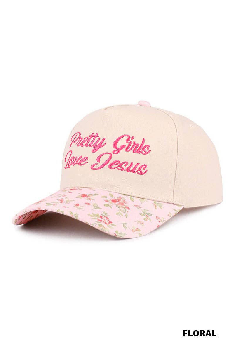 Pretty Girls Love Jesus Two Tone Cotton Hat SI-29249: CAMO-193290 / OS